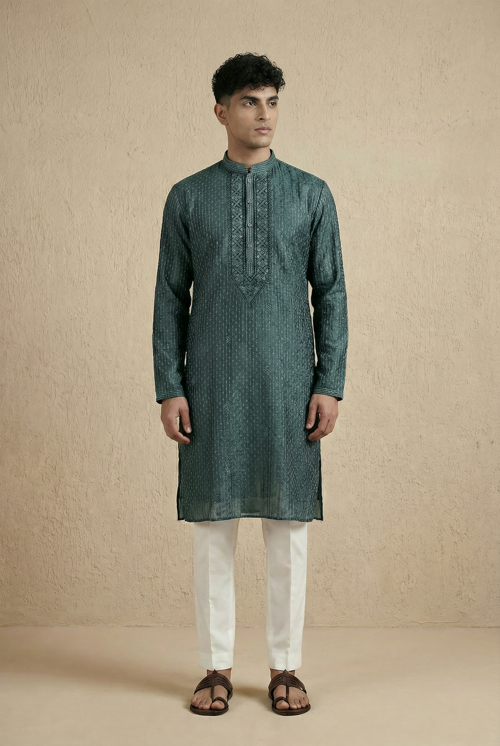 Textured Silk Kurta Set