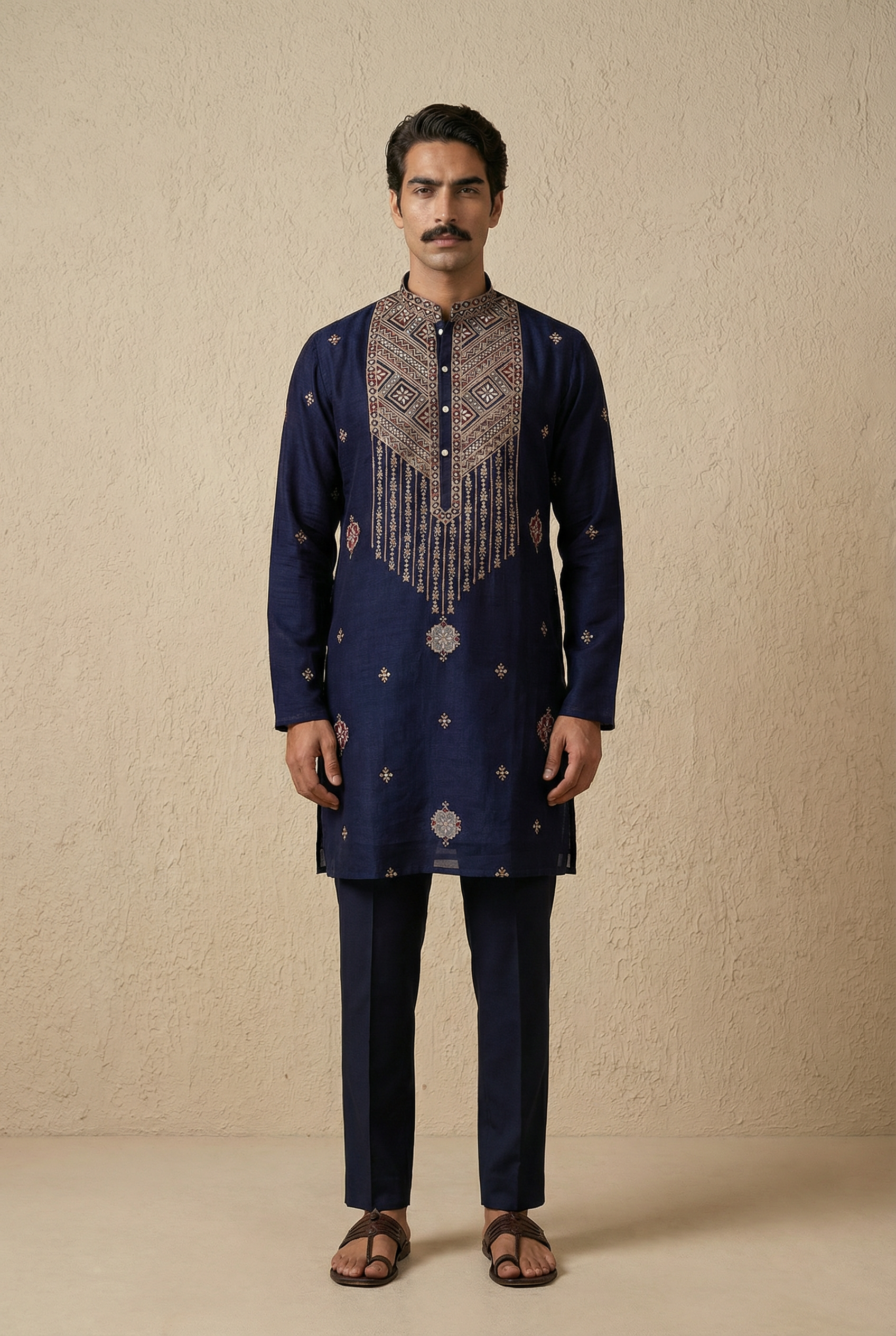 Heritage Embroidered Silk Kurta Set