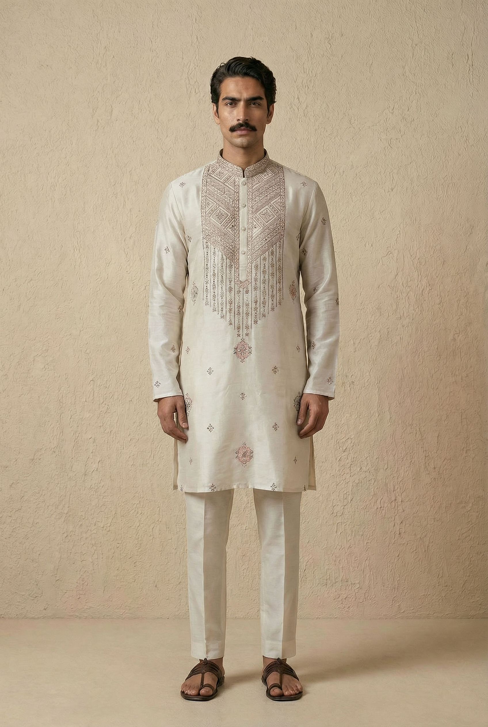 Heritage Embroidered Silk Kurta Set