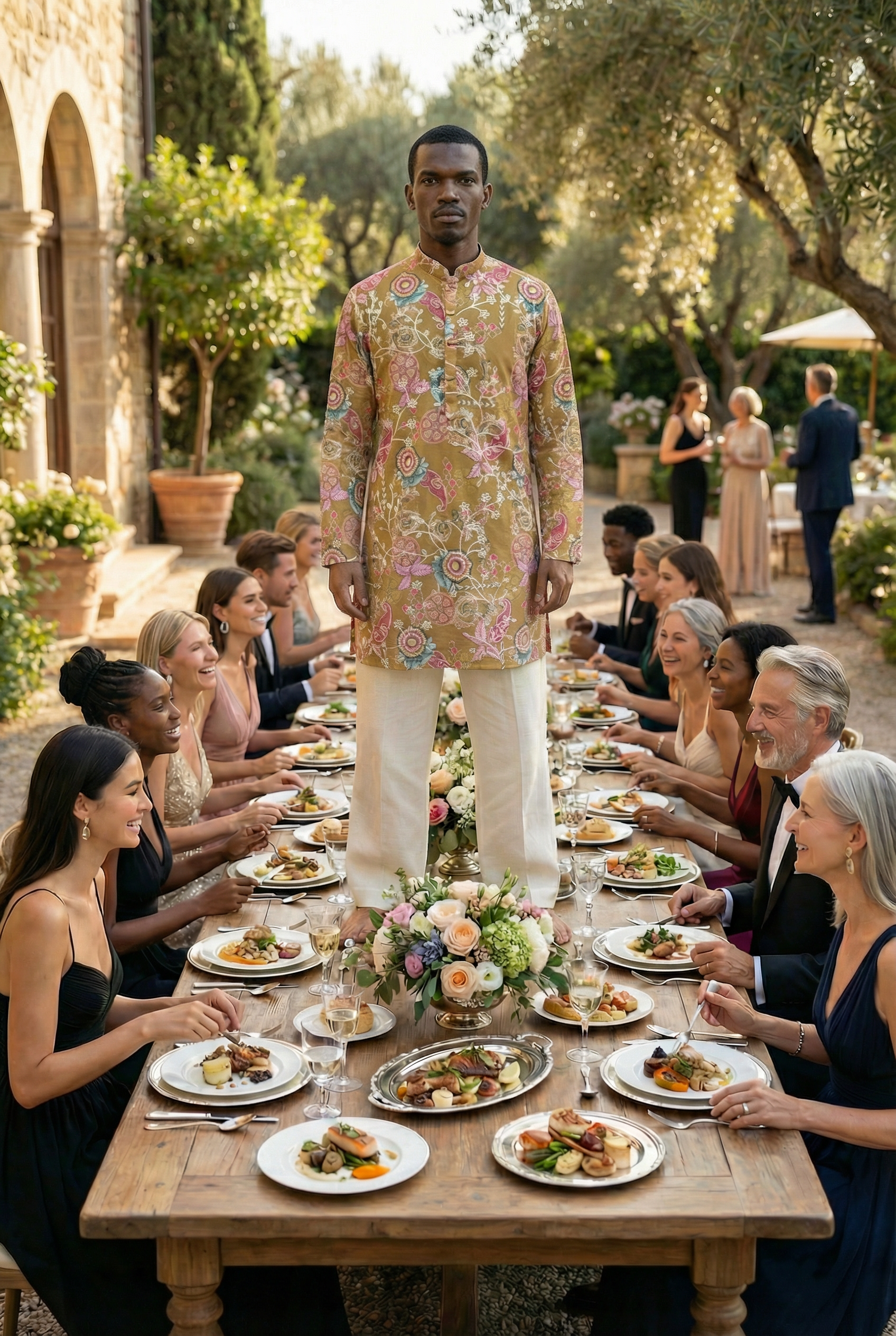 Multi Color Printed Kurta Ochre