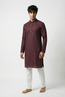 Self Floral Jaal Embroidered Kurta Set