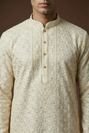 Self Floral Jaal Embroidered Kurta Set