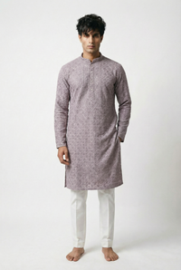 Self Floral Jaal Embroidered Kurta Set
