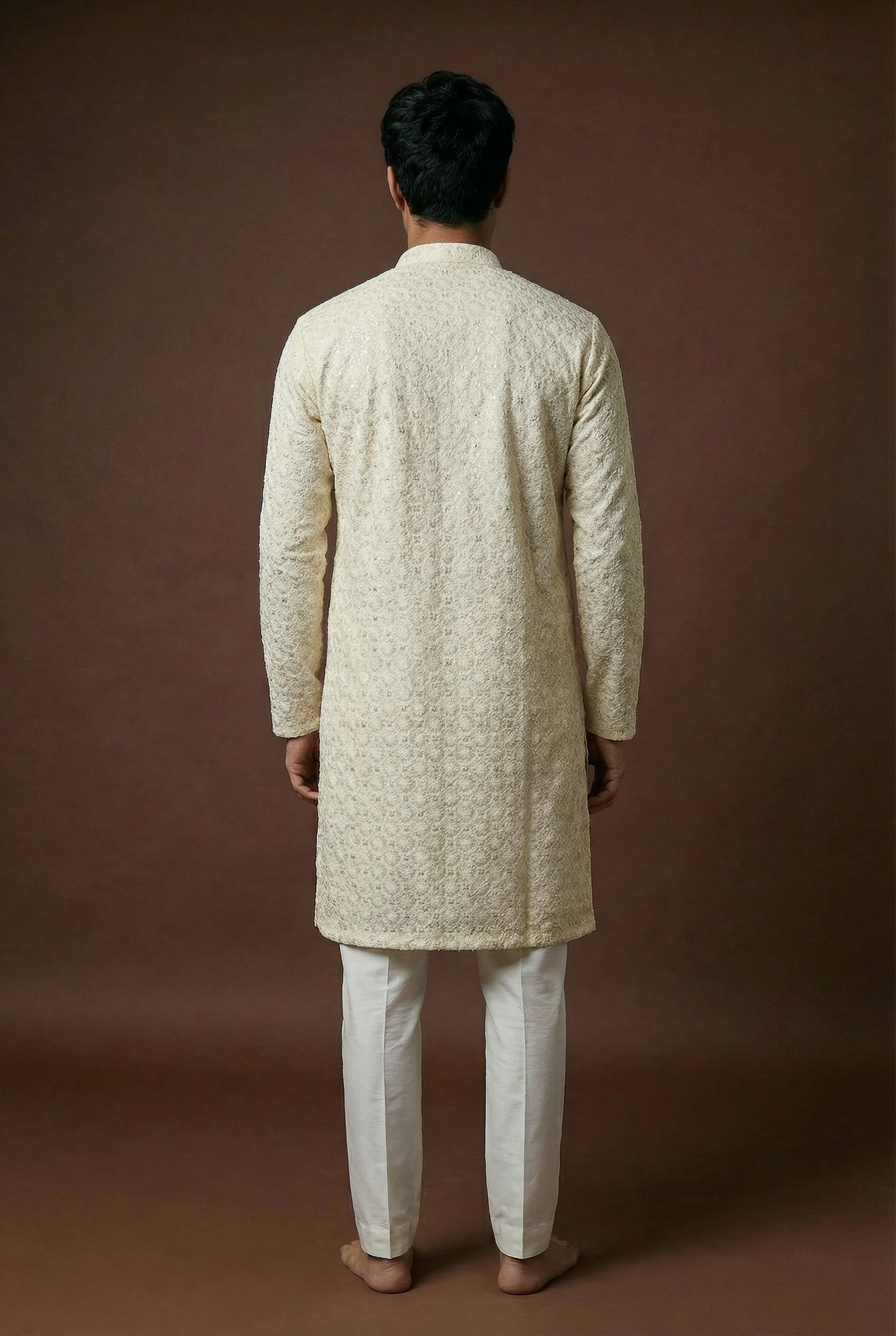 Self Floral Jaal Embroidered Kurta Set