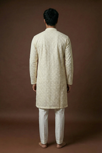 Self Floral Jaal Embroidered Kurta Set