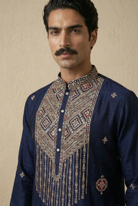 Heritage Embroidered Silk Kurta Set