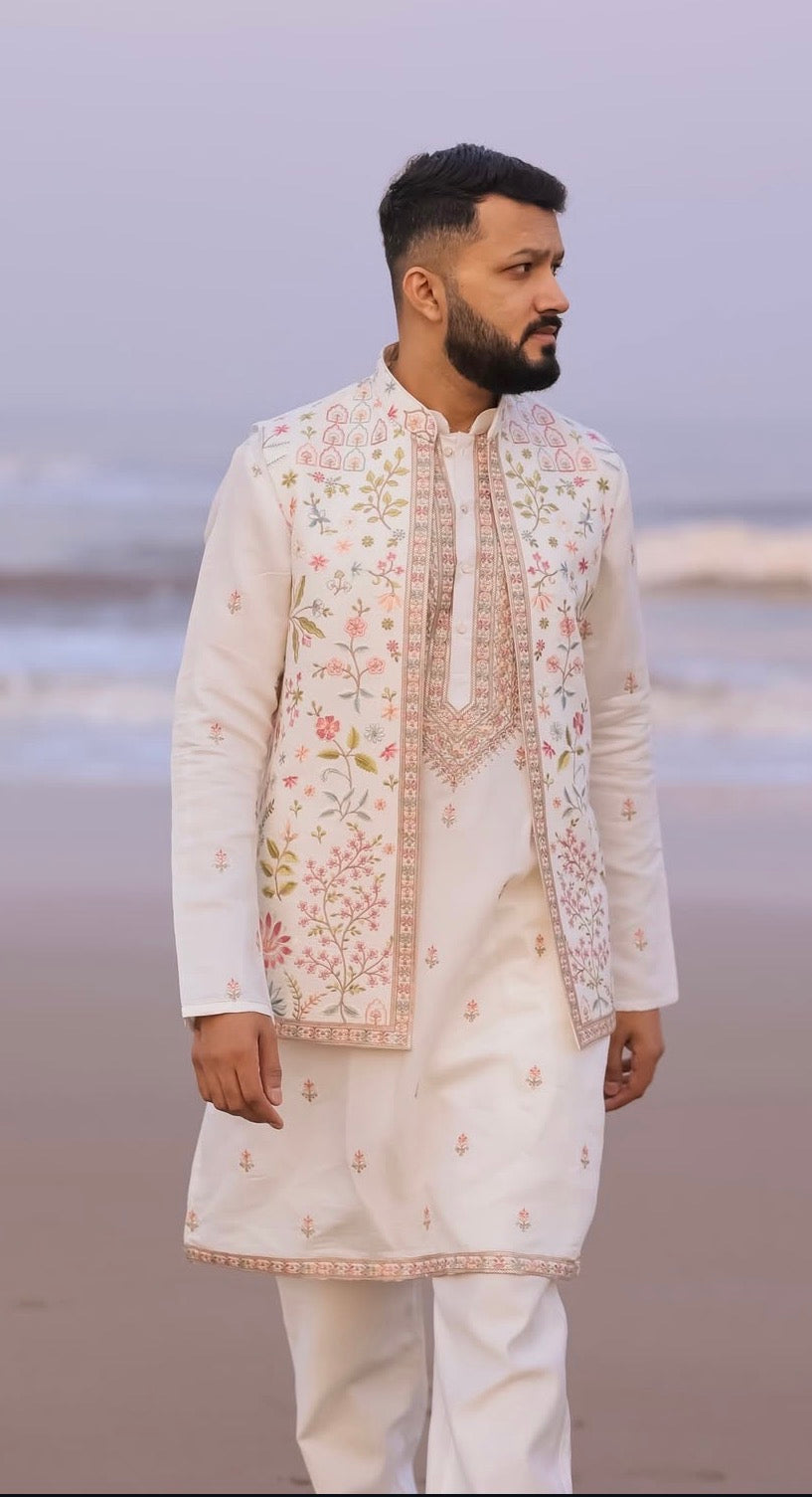 Floral open jacket set