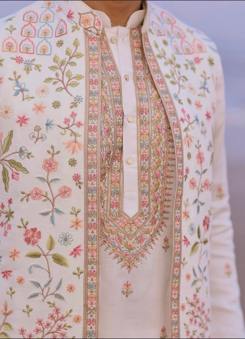 Floral open jacket set