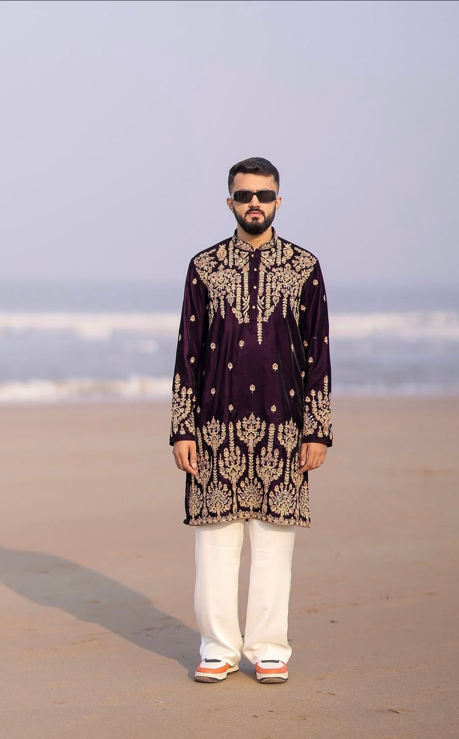 Velvet Embroidered Kurta