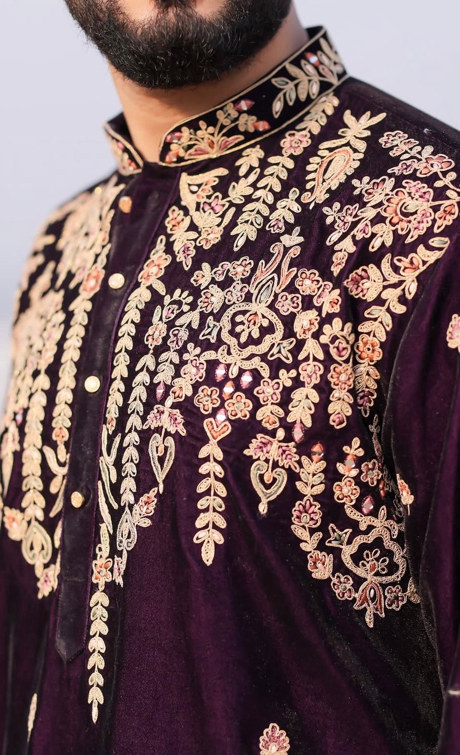 Velvet Embroidered Kurta