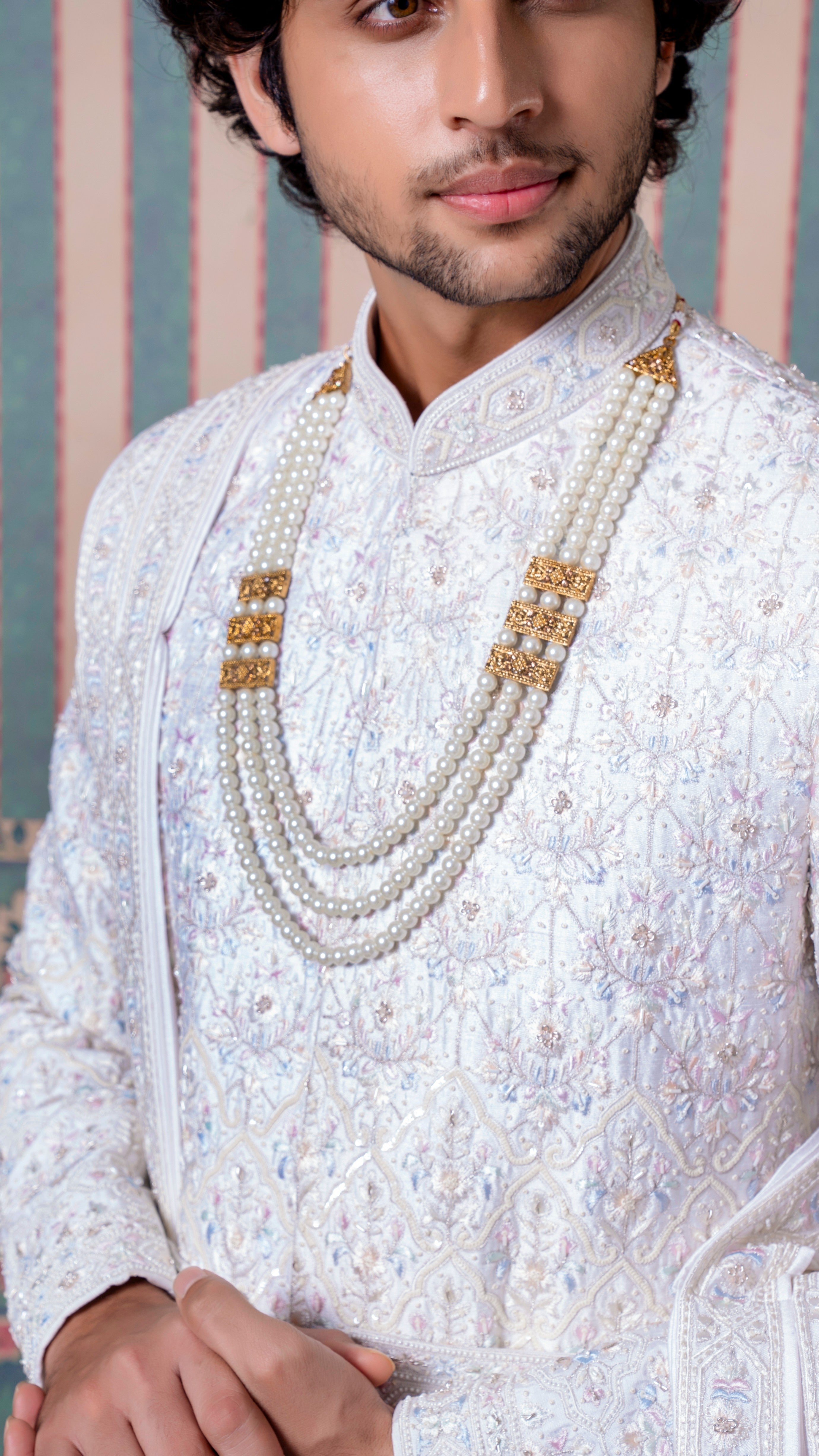 Resham Pastel Ivory Sherwani