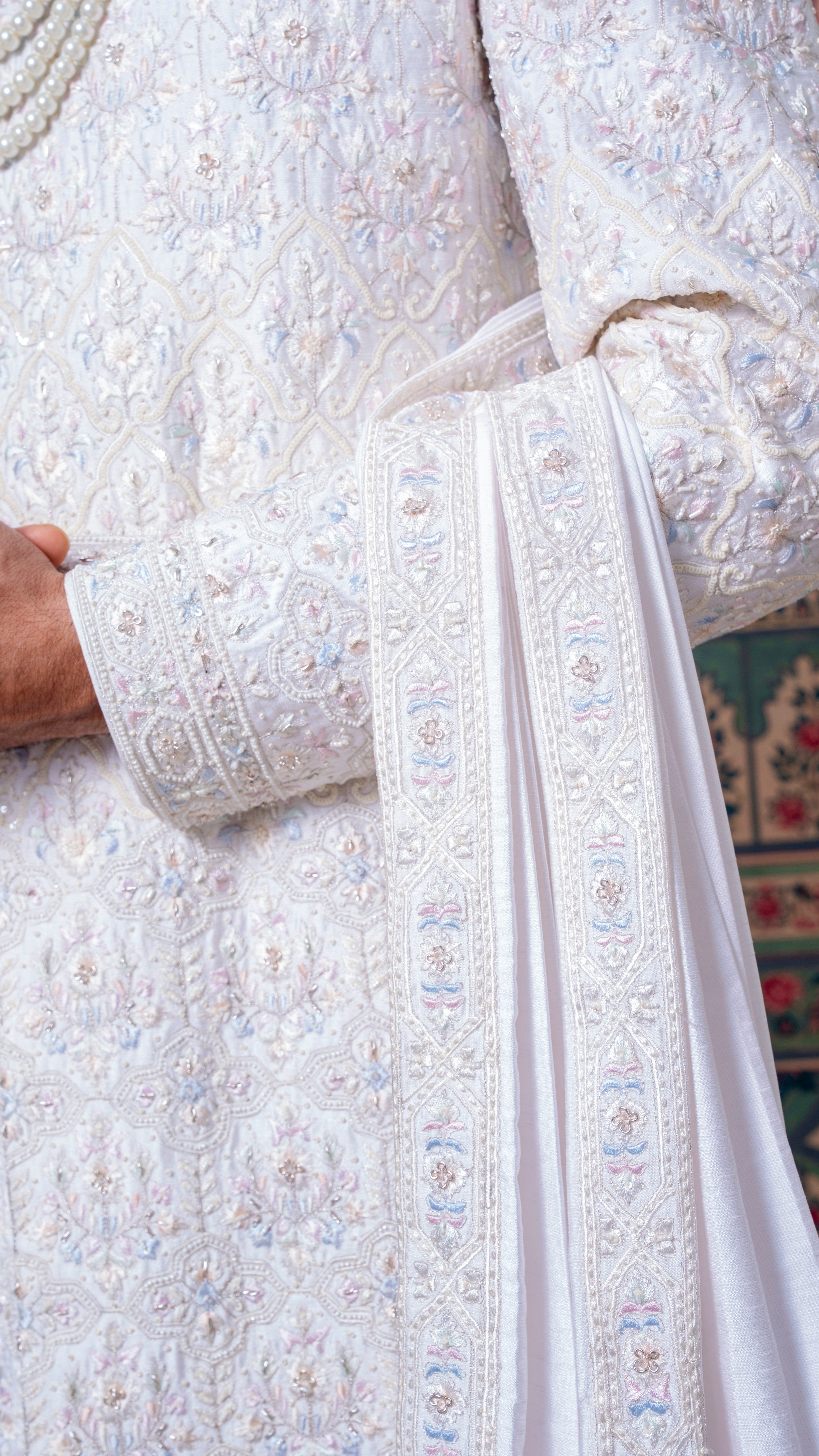 Resham Pastel Ivory Sherwani