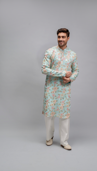 Blue Floral Kurta with Pants
