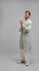 Blue Floral Kurta with Pants