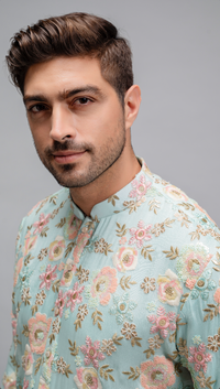 Blue Floral Kurta with Pants