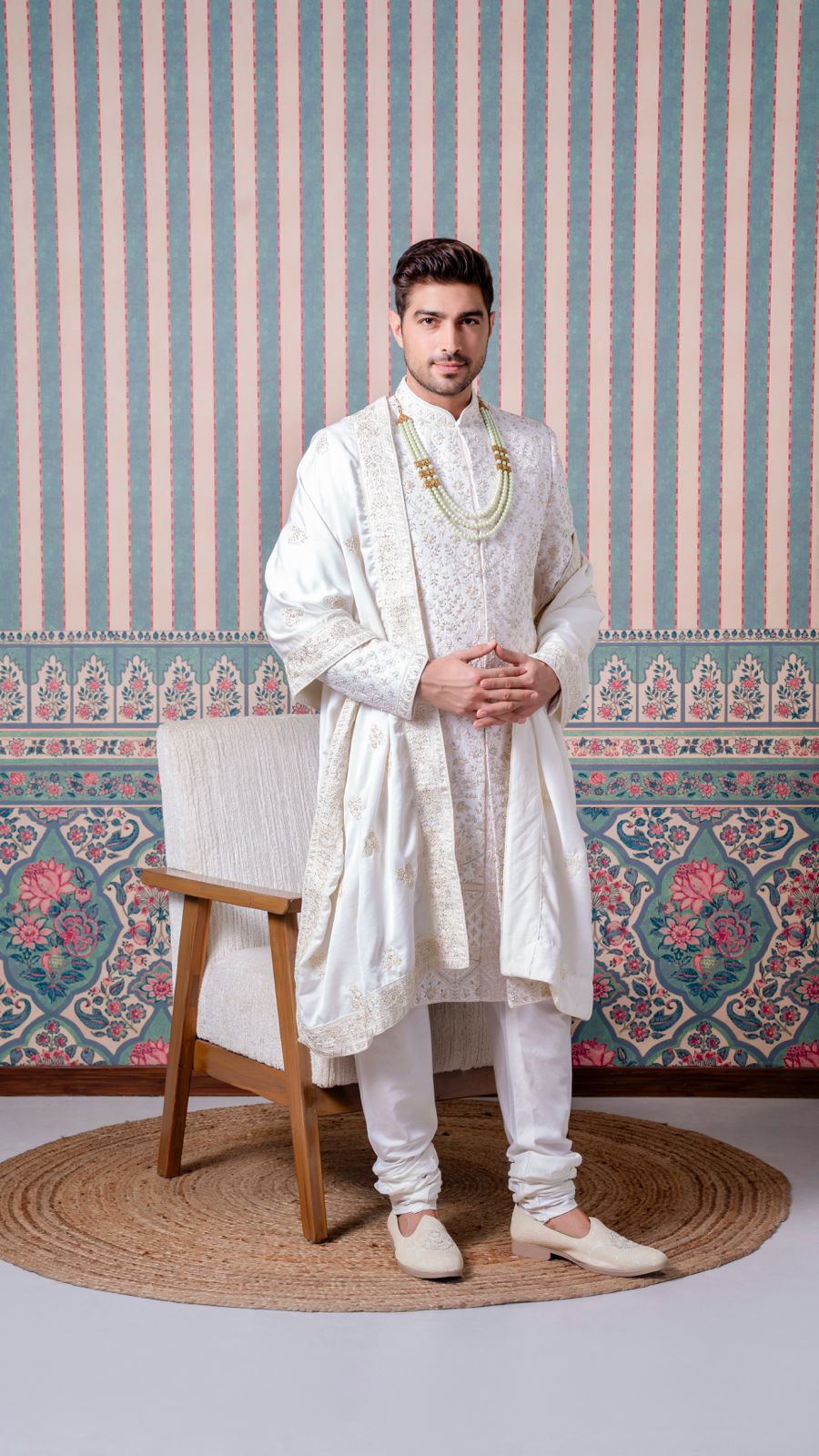 Ivory Hand-Embroidered Sherwani