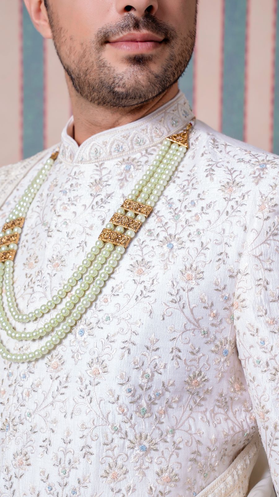 Ivory Hand-Embroidered Sherwani