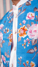 Floral Blue and Pink Indowestern