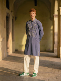Periwinkle Hand Embroidered Beaded Kurta