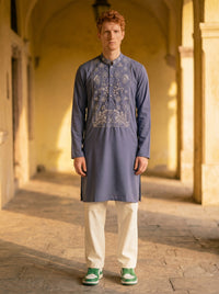 Periwinkle Hand Embroidered Beaded Kurta