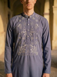 Periwinkle Hand Embroidered Beaded Kurta